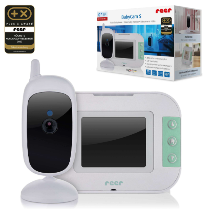 Reer BabyCam S Video-Babyphone bestehend aus Kamera-Babyeinheit und Elterneinheit mit LCD-Display – erhältlich bei Baby-Land Crimmitschau.